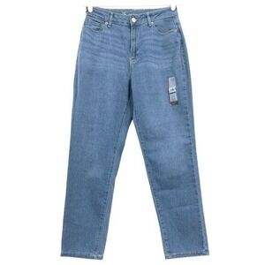 NWT No Boundaries Women Blue Mom Jeans Size 5 (27x26) High Rise Mid Wash Stretch